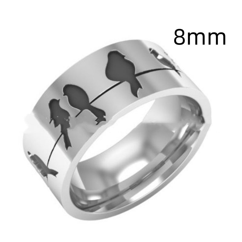 Stainless Steel Unisex Ring With A Bird Motif For Animal Lovers