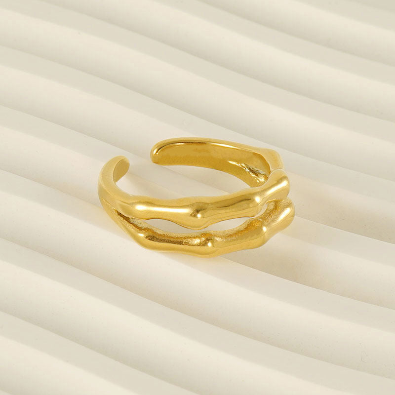 Women's Double-Layer Bamboo-Section Open Ring