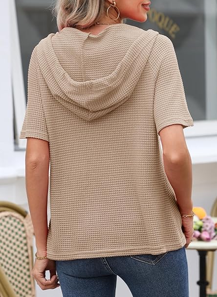 Dokotoo Women's Hoodies Waffle Knit Ladies T-Shirts