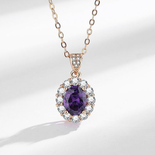 Fashionable Purple Zircon Stud Earrings