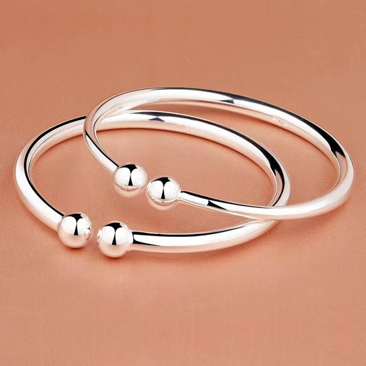 Garlic-head Plain Surface Pearl Solid Open Bangle