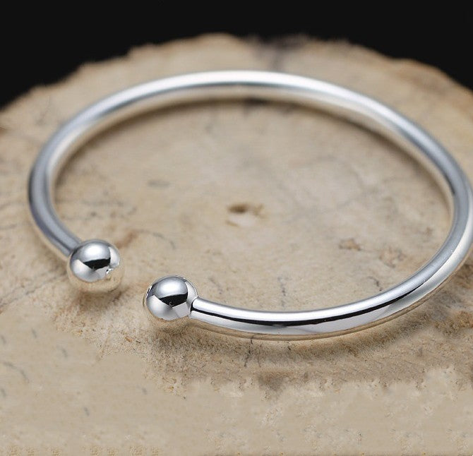 Garlic-head Plain Surface Pearl Solid Open Bangle