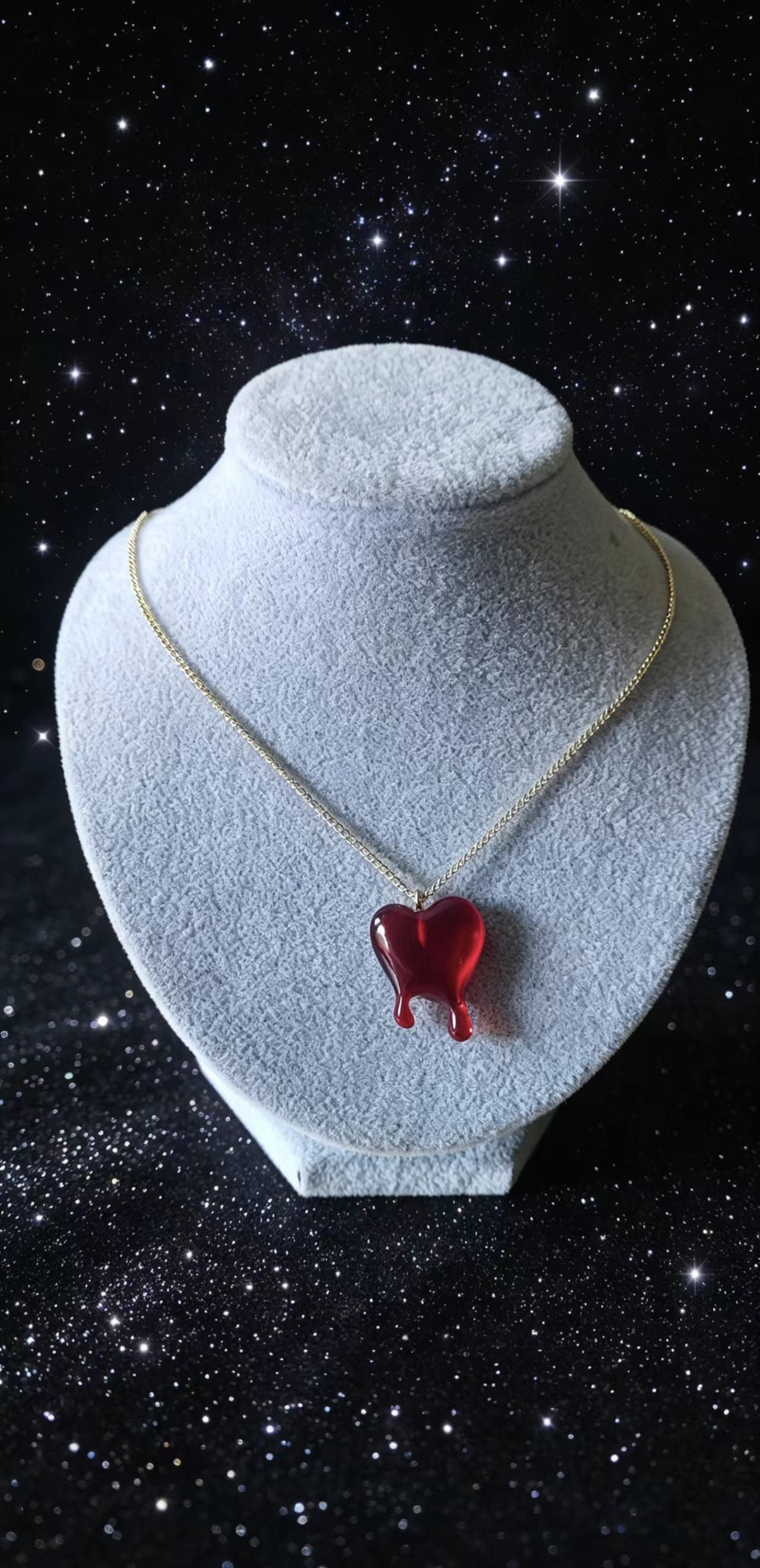 Creative Gothic Black And Red Heart With Dripping Blood Pendant Necklace