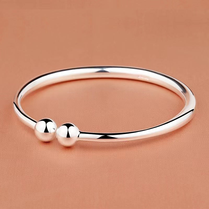 Garlic-head Plain Surface Pearl Solid Open Bangle