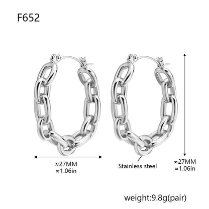 Euro-American Instagram-style Stainless Steel Chain-link C-shaped Earrings