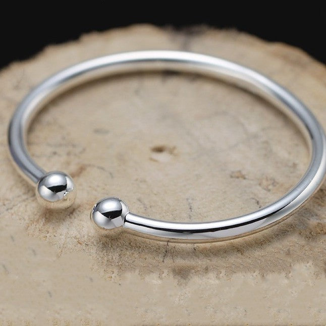 Garlic-head Plain Surface Pearl Solid Open Bangle