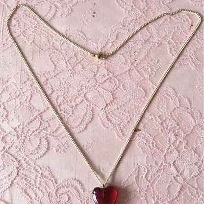 Creative Gothic Black And Red Heart With Dripping Blood Pendant Necklace