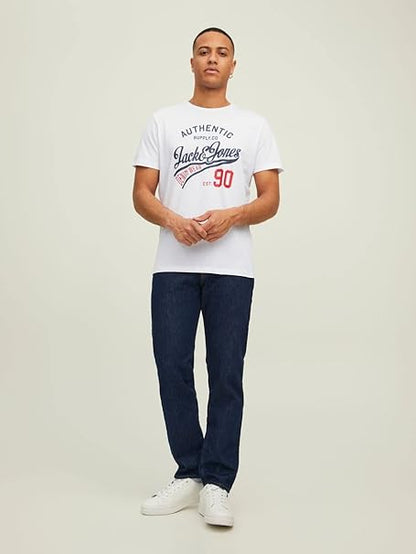 JACK & JONES Mens Logo 3 Pack T-Shirt Short Sleeve Cotton