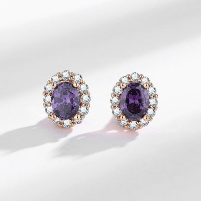 Fashionable Purple Zircon Stud Earrings