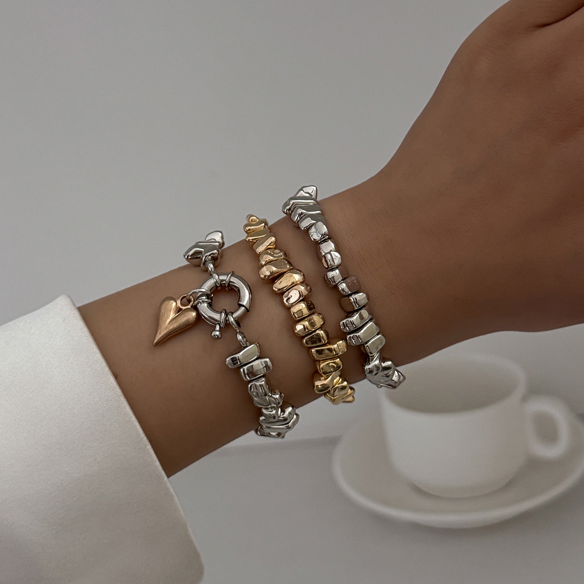 Niche, Light-luxury Three-piece Irregular Bracelet Set