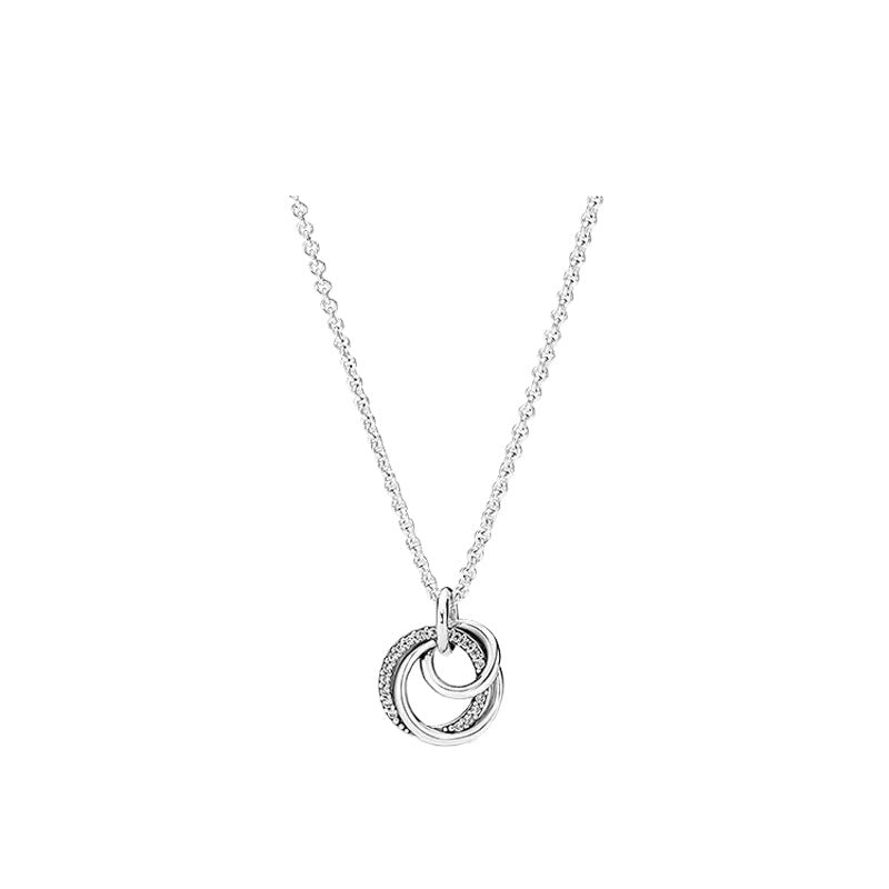 Heart-Shaped Castle Eternal Pendant Sparkling Round Halo Necklace And Earrings