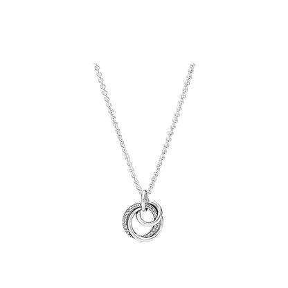 Heart-Shaped Castle Eternal Pendant Sparkling Round Halo Necklace And Earrings