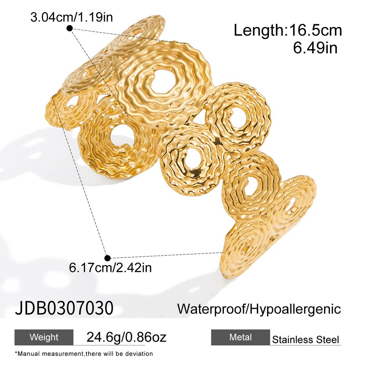 Floral Hollowed Wide-Bracelet With Adjustable Opening