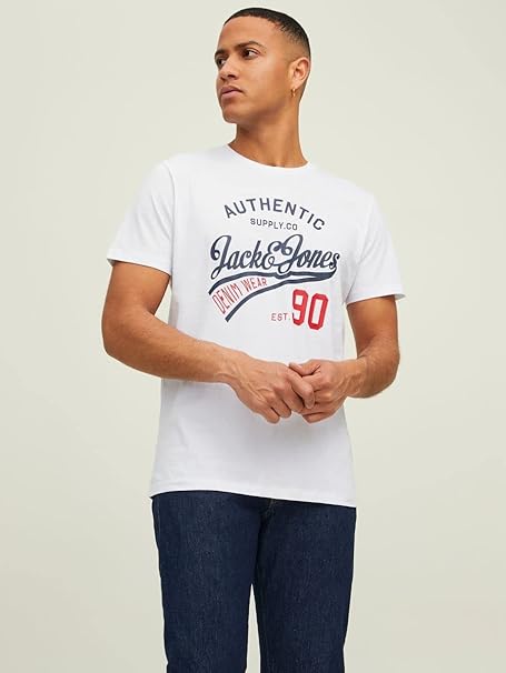 JACK & JONES Mens Logo 3 Pack T-Shirt Short Sleeve Cotton