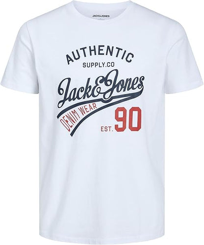 JACK & JONES Mens Logo 3 Pack T-Shirt Short Sleeve Cotton
