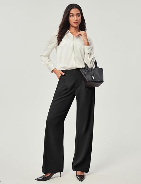 Ewedoos Wide Leg Trousers for Women Stretch Ladies Work Palazzo