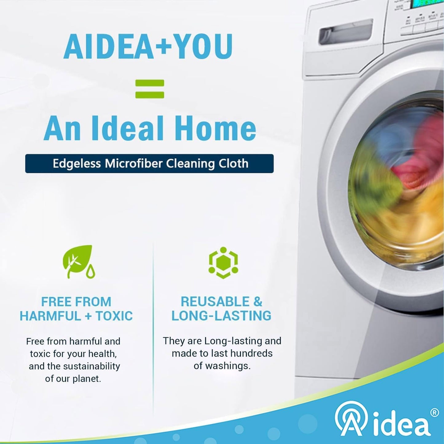 AIDEA Microfibre Cloth Pack of 12, Multifunctional Reusable Cleaning Cloths