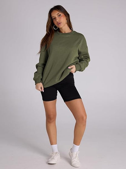 Famulily Oversized Sweatshirt Women Loose Fit Vintage Crew Neck