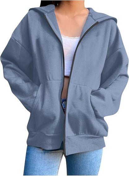 Hoodies For Women UK Oversized Sweatshirts Zip Up Casual Loose Long Sleeve