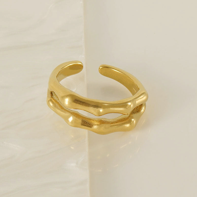 Women's Double-Layer Bamboo-Section Open Ring