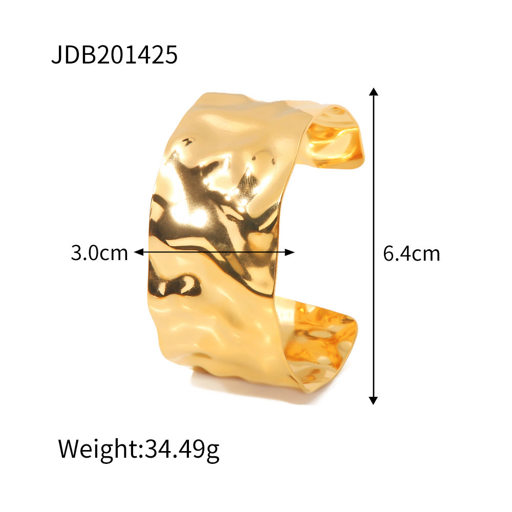 Stainless Steel Gold-plated Open Casual Bracelet