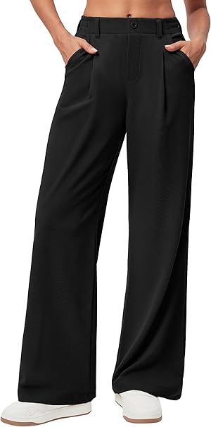 Ewedoos Wide Leg Trousers for Women Stretch Ladies Work Palazzo