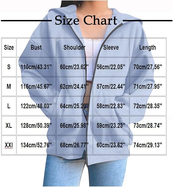 Hoodies For Women UK Oversized Sweatshirts Zip Up Casual Loose Long Sleeve