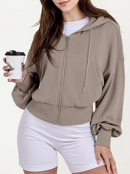 Jhsnjnr Womens Zip Up Hoodie Drawstring Long Sleeve