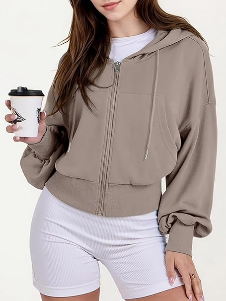 Jhsnjnr Womens Zip Up Hoodie Drawstring Long Sleeve