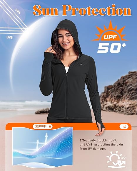 33,000ft Women's UPF 50+ Hoodie Jacket Lightweight Long