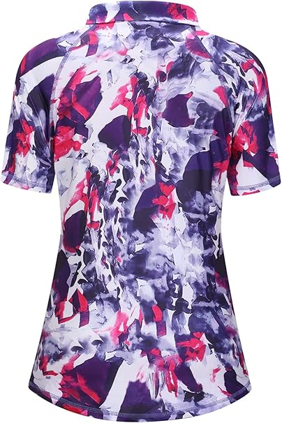 Syphiby Gym Top Women Short Sleeve Polo Shirts 1/4 Zip Up Moisture