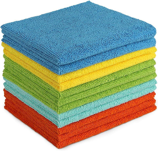 AIDEA Microfibre Cloth Pack of 12, Multifunctional Reusable Cleaning Cloths