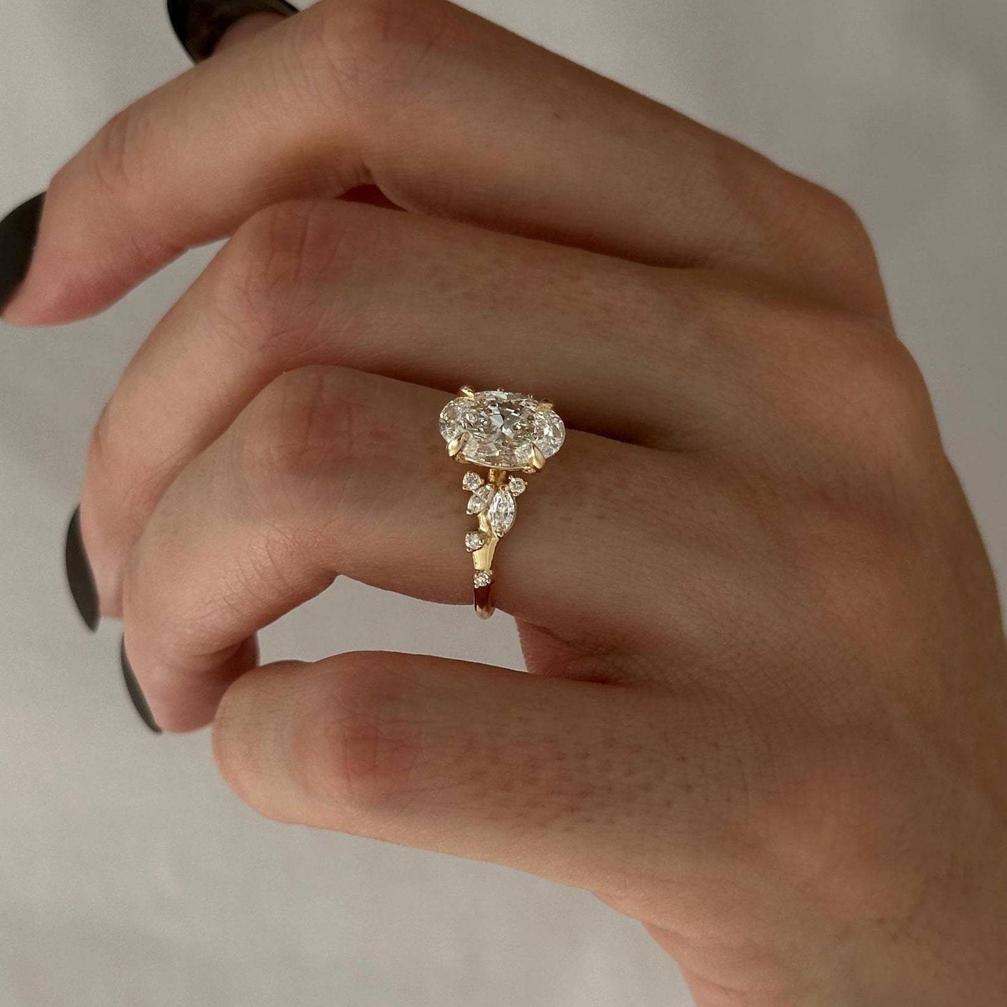 Womens Fashionable Casual Oval Diamond Ring