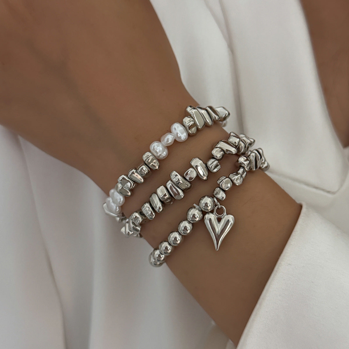 Niche, Light-luxury Three-piece Irregular Bracelet Set