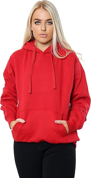 Women Ladies Oversized Pullover Plain Hoodie Top With Out