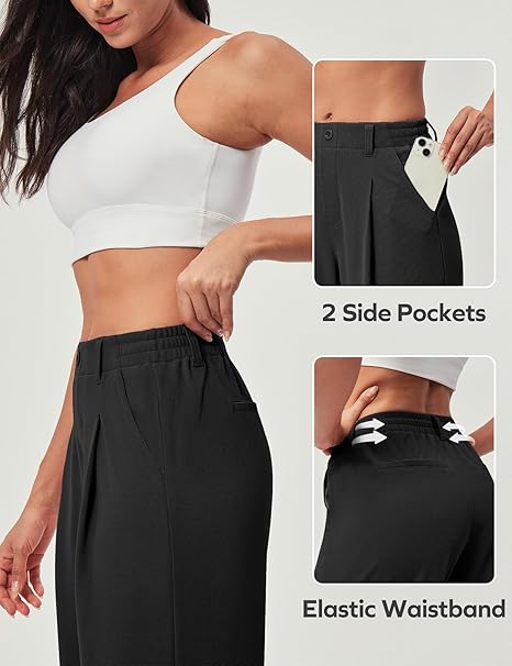 Ewedoos Wide Leg Trousers for Women Stretch Ladies Work Palazzo