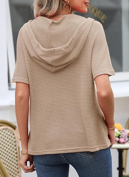Dokotoo Women's Hoodies Waffle Knit Ladies T-Shirts