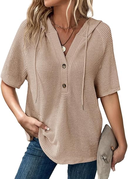 Dokotoo Women's Hoodies Waffle Knit Ladies T-Shirts