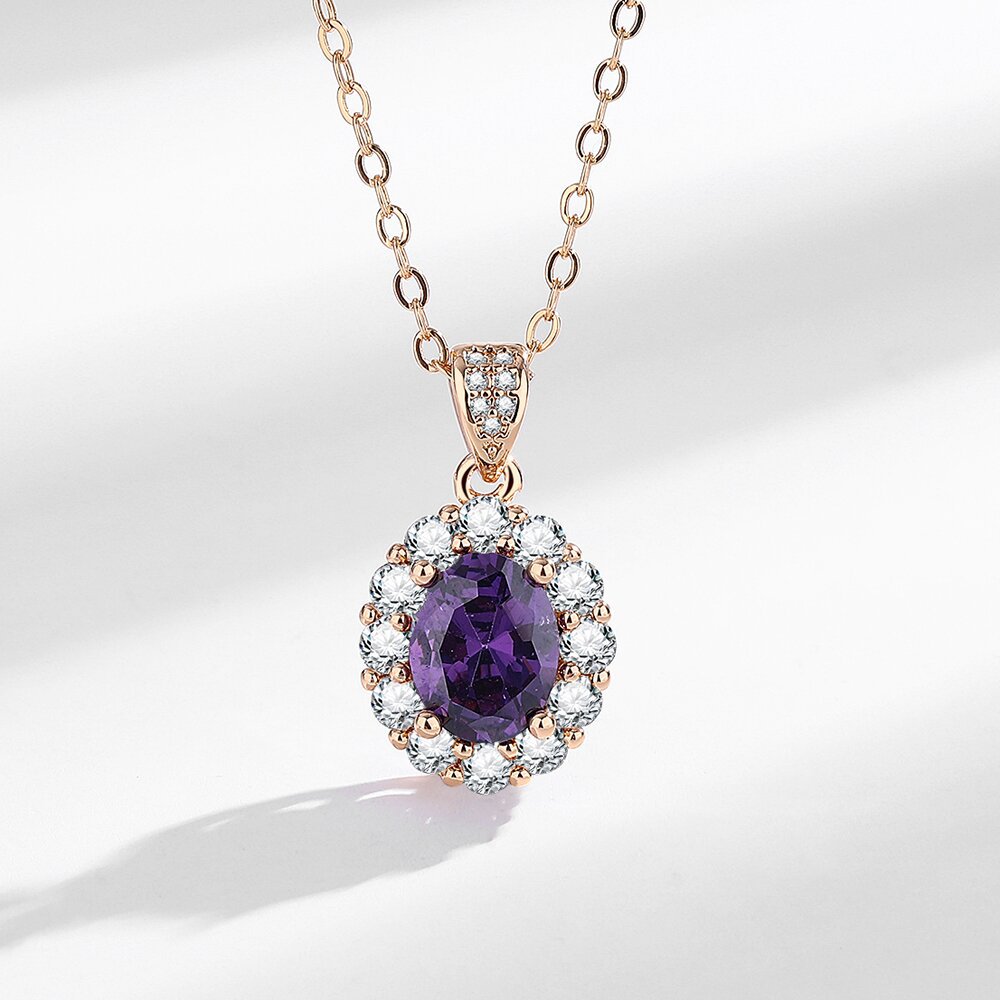 Fashionable Purple Zircon Stud Earrings