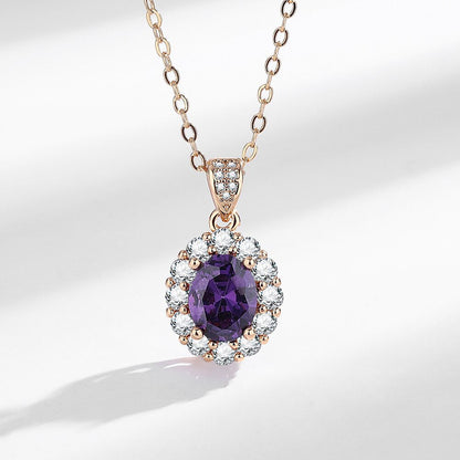 Fashionable Purple Zircon Stud Earrings
