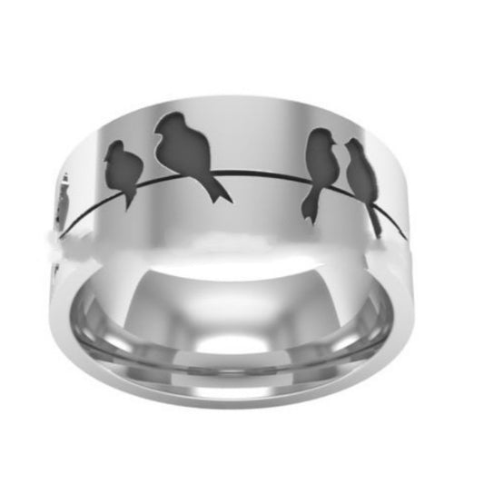 Stainless Steel Unisex Ring With A Bird Motif For Animal Lovers