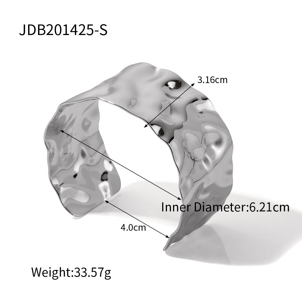 Stainless Steel Gold-plated Open Casual Bracelet