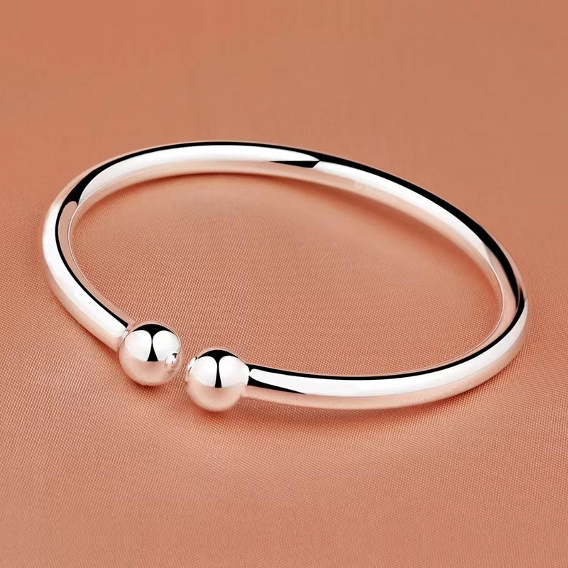 Garlic-head Plain Surface Pearl Solid Open Bangle