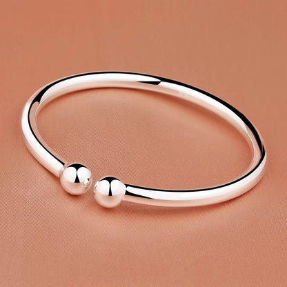 Garlic-head Plain Surface Pearl Solid Open Bangle