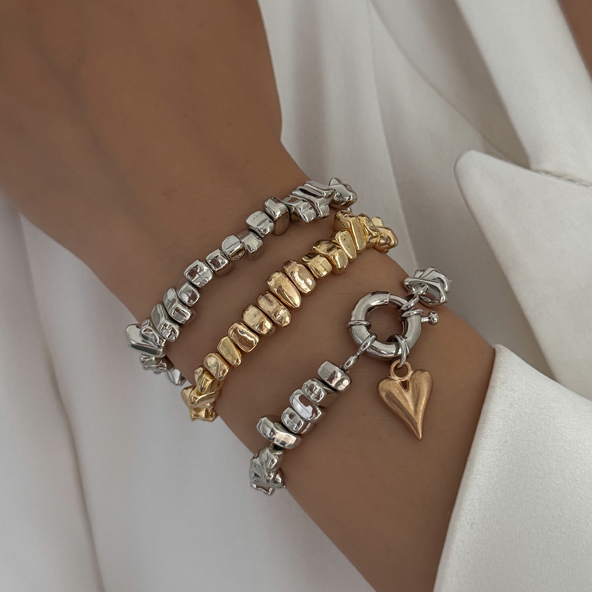 Niche, Light-luxury Three-piece Irregular Bracelet Set