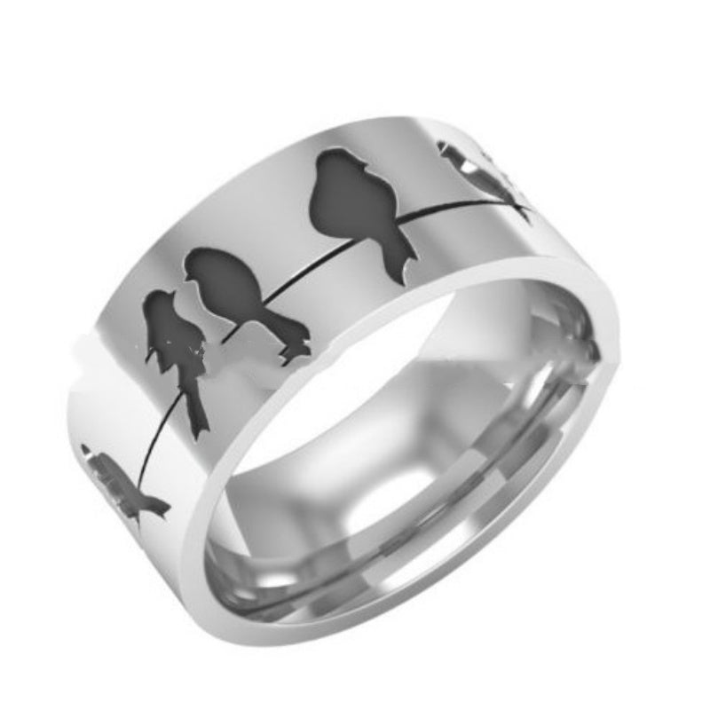 Stainless Steel Unisex Ring With A Bird Motif For Animal Lovers