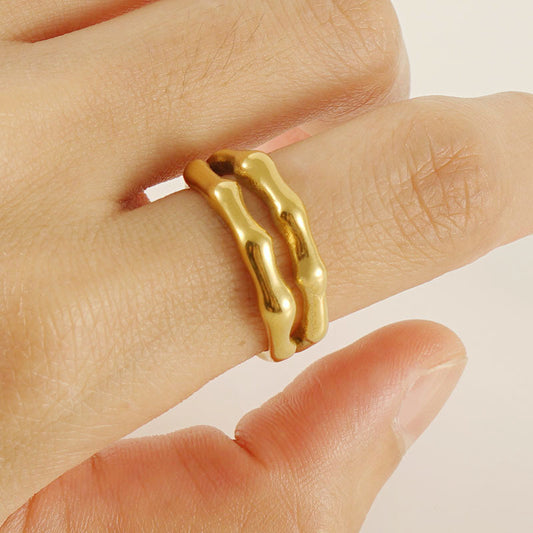Women's Double-Layer Bamboo-Section Open Ring