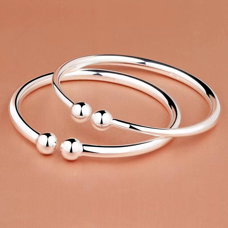 Garlic-head Plain Surface Pearl Solid Open Bangle