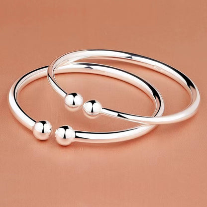 Garlic-head Plain Surface Pearl Solid Open Bangle
