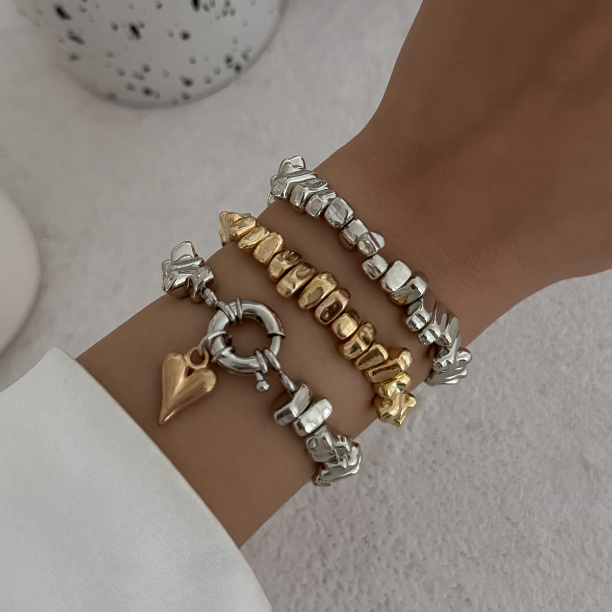 Niche, Light-luxury Three-piece Irregular Bracelet Set